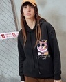 Shop Women's Black Is It Caturday Graphic Printed Oversized Hoodies-Front