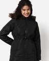 Shop Women's Black Hooded Jacket-Front