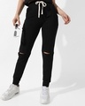 Shop Women's Black Joggers-Front