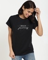 Shop Women's Black Jorney Maps Boyfriend T-shirt-Front