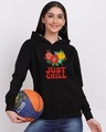 Shop Women's Black Just Chill Graphic Printed Hoodie-Design