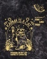 Shop Women's Black Karma is a Cat Graphic Printed Oversized Acid Wash Hoodies