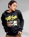 Shop Women's Black Keep it Real Graphic Printed Oversized Hoodies-Front