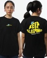 Shop Women's Black Keep Sleeping Typography Boyfriend T-shirt-Front