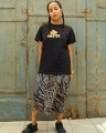 Shop Women's Black Khaint Jatti Typography Boyfriend T-shirt-Front
