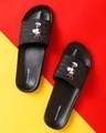 Shop Women's Black King Snoopy Adjustable Velcro Sliders-Front