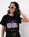 Shop Women's Black Kolkata City Map Typography Boyfriend T-shirt-Front
