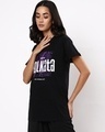 Shop Women's Black Kolkata City Map Typography Boyfriend T-shirt-Design