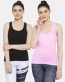 Shop Pack of 2 Women's Black & Pink Tank Tops-Front