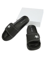 Shop Women's Black Lily Printed Velcro Sliders-Front
