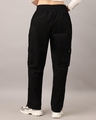 Shop Women's Black Loose Comfort Fit Cargo Pants-Full