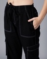 Shop Women's Black Loose Comfort Fit Cargo Track Pants
