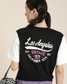 Shop Women's Black Los Angeles Typography Back Printed Oversized T-shirt-Front