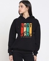 Shop Women's Black Lost In The Mountains Graphic Printed Oversized Hoodie-Front
