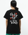 Shop Women's Black Love Always Wins Typography Boyfriend T-shirt-Design