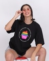 Shop Women's Black Love Is Love Graphic Printed Oversized T-shirt-Front