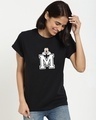 Shop Women's Black M For Mickey (DL) Graphic Printed Boyfriend T-shirt-Front