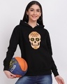 Shop Women's Black Mandala Skull Graphic Printed Hoodie-Design