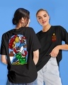 Shop Women's Black Mario Back Graphic Printed Oversized T-shirt-Front