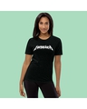Shop Women's Black Metallica Typography T-shirt-Front