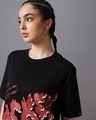 Shop Women's Black Mickey Graphic Printed Oversized T-shirt Dress