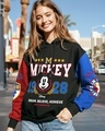 Shop Women's Black Mickey Graphic Printed Oversized Hoodies-Front