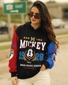 Shop Women's Black Mickey Graphic Printed Oversized Hoodies-Front