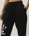 Shop Women's Black Mickey Graphic Printed Oversized Joggers