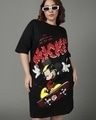 Shop Women's Black Mickey Graphic Printed Oversized Plus Size T-shirt Dress-Front