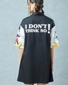 Shop Women's Black Mickey Graphic Printed Oversized Shirt Dress-Front