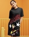 Shop Women's Black Mickey Graphic Printed Oversized T-shirt Dress-Front