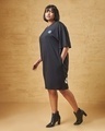 Shop Women's Black Mickey Logo Graphic Printed Oversized Plus Size T-Shirt Dress-Design