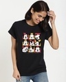 Shop Women's Black Mickey Moods Graphic Printed Boyfriend T-shirt-Front