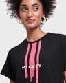 Shop Women's Black Mickey Striped Graphic Printed Boyfriend T-shirt