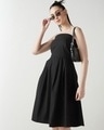 Shop Women's Black Midi Dress-Front