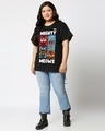 Shop Women's Black Mighty Meows Graphic Printed Plus Size Boyfriend T-shirt-Full