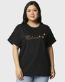 Shop Women's Black Minimal Believe Graphic Printed Plus Size Boyfriend T-shirt-Front