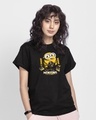 Shop Women's Black Minion Bello Graphic Printed Boyfriend T-shirt-Front