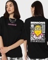 Shop Women's Black Minions Saturday Night Fever Graphic Printed Oversized T-shirt-Front