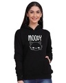 Shop Women's Black Moody Graphic Printed Hoodie-Front