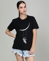 Shop Women's Black Moon Swing Graphic Printed T-shirt-Front