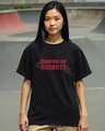 Shop Women's Black Morticia Graphic Printed Boyfriend T-shirt-Front