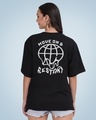 Shop Women's Black Move On & Restart Graphic Printed Oversized T-shirt-Design