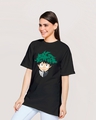 Shop Women's Black My Hero Academy Graphic Printed Oversized T-shirt-Front