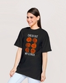 Shop Women's Black My Six Pack Printed Oversized T-shirt-Front