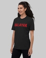 Shop Women's Black Nalayak Typography Loose Fit T-shirt-Full