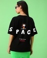 Shop Women's Black Need Space Snoopy Graphic Printed Oversized T-shirt-Front