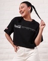 Shop Women's Black New World Coke Graphic Printed Oversized Short Top-Design