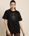 Shop Women's Black New York City Typography Oversized T-shirt-Full