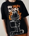 Shop Women's Black No Talky Before Coffee Graphic Printed Oversized T-shirt